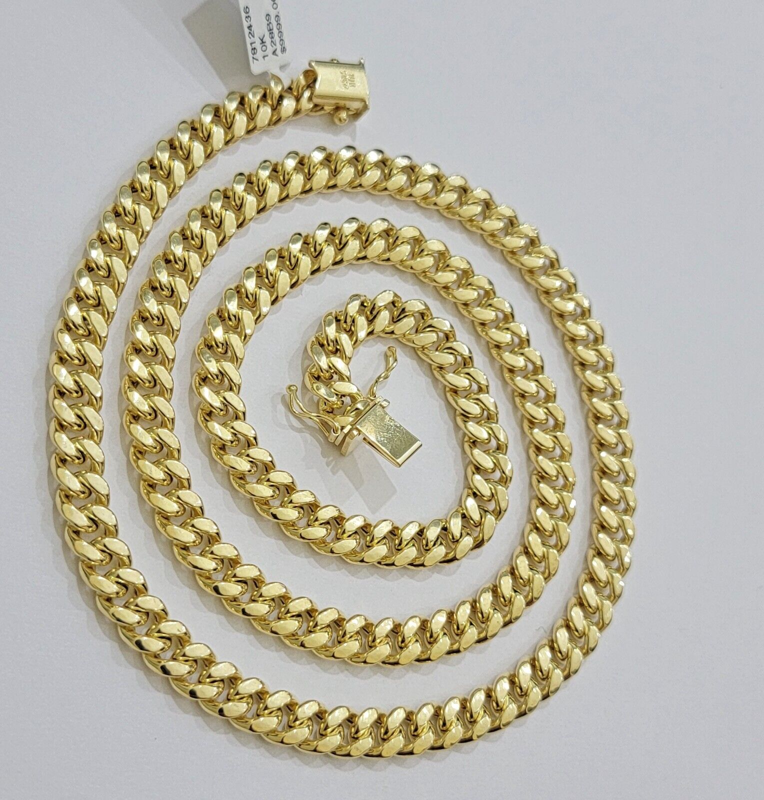 Real 10k Gold Chain 7mm 22 Inch Miami Cuban Link Box Clasp Mens 10kt Yellow Gold - GoldenlinQ