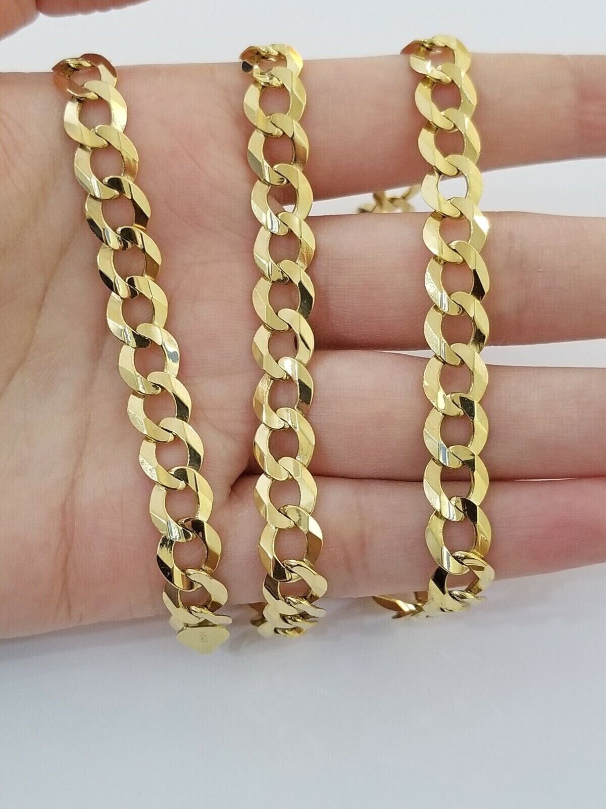Real 10k Gold Chain Cuban Curb Link 10mm 18 in - 30 Inch Mens Solid 10kt Yellow - GoldenlinQ