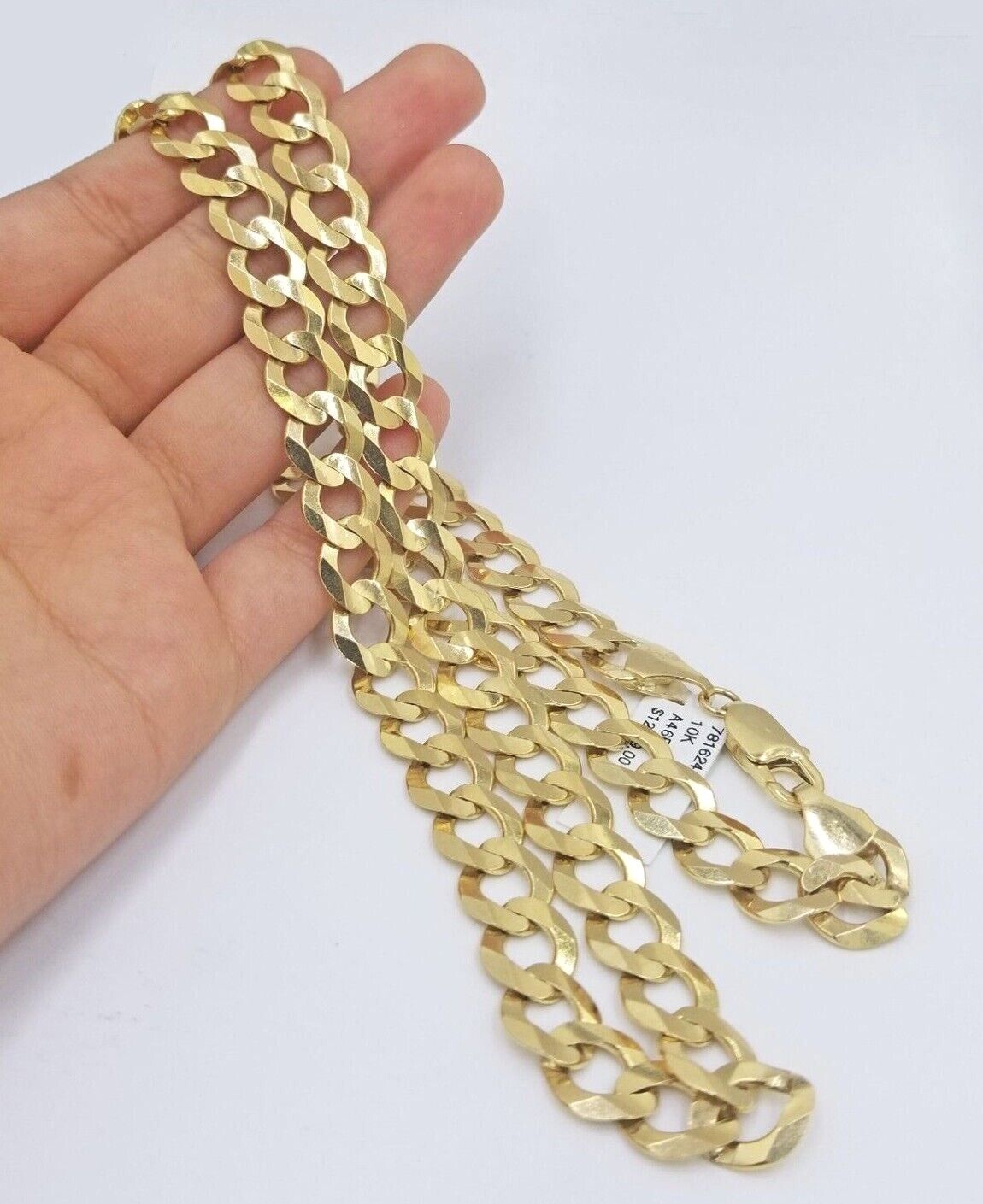 Real 10k Gold Chain Cuban Curb Link 10mm 18 in - 30 Inch Mens Solid 10kt Yellow - GoldenlinQ