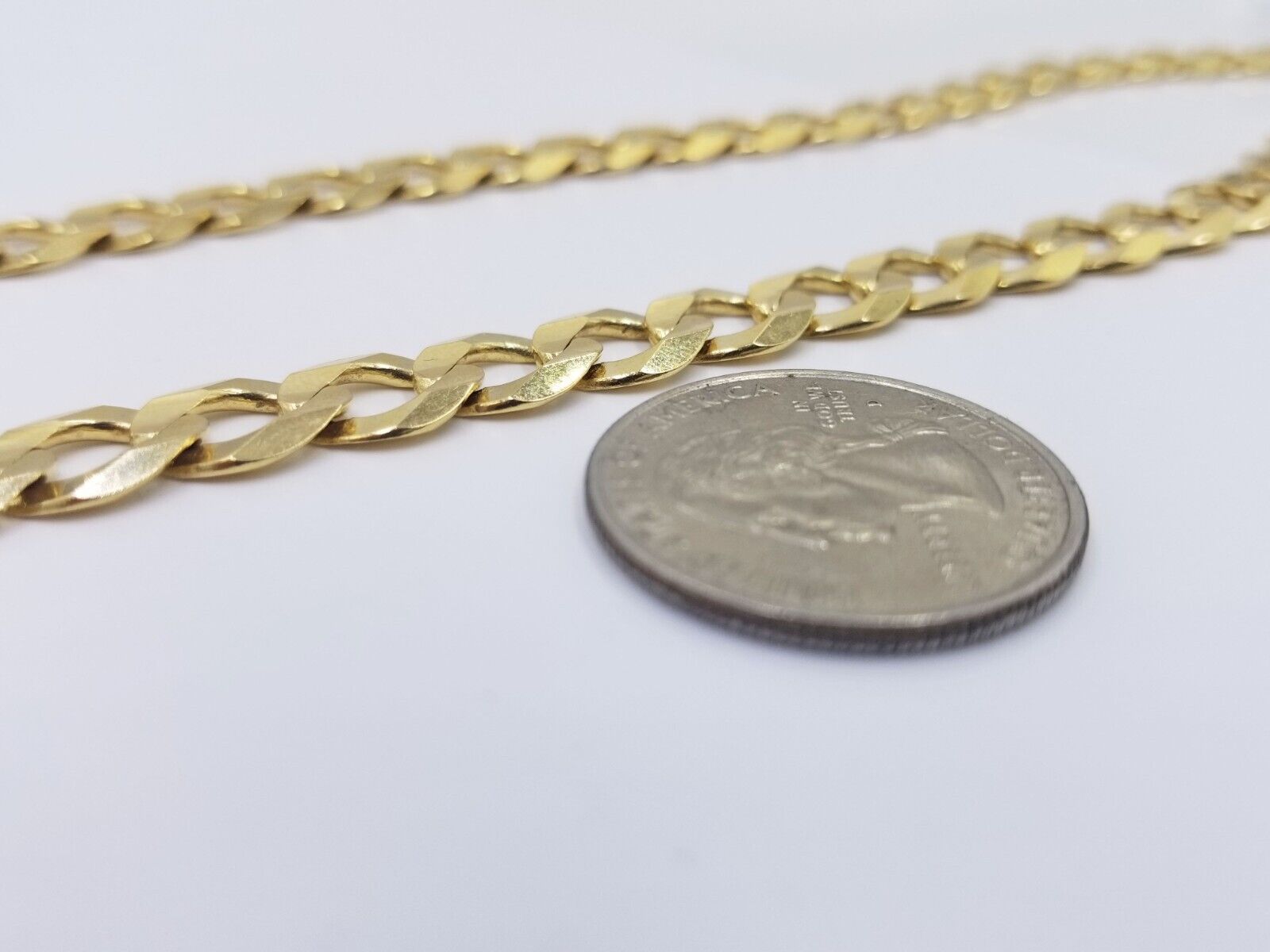 Real 10k Gold Chain Cuban Curb Link 18 Inch 10mm Solid 10kt Yellow Gold Necklace - GoldenlinQ