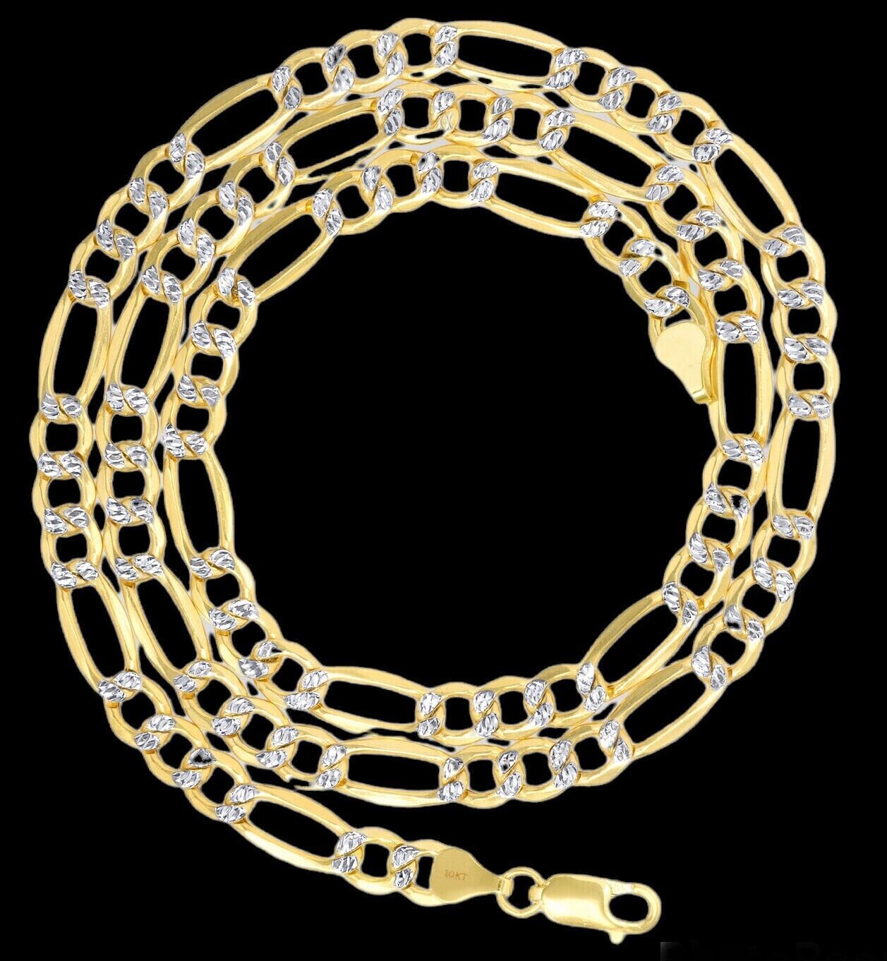Real 10k Gold Chain Figaro Link Necklace 3.5mm - 9mm, Men Women 18" - 30" Inch, 10kt - GoldenlinQ