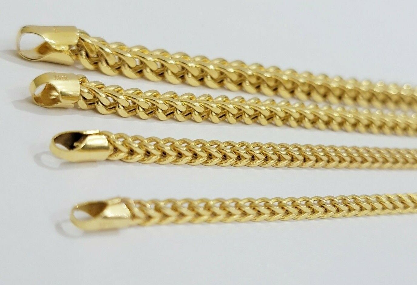 Real 10k Gold Chain Franco Mens Necklace 20" - 28" Inch 3mm - 5mm 10kt Yellow,STRONG - GoldenlinQ