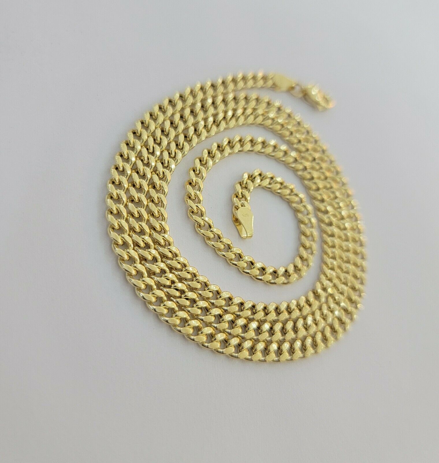 Real 10k Gold Chain Miami Cuban Link Necklace 18" 20" 22" 24" 26" 3.5mm 10kt Oro - GoldenlinQ