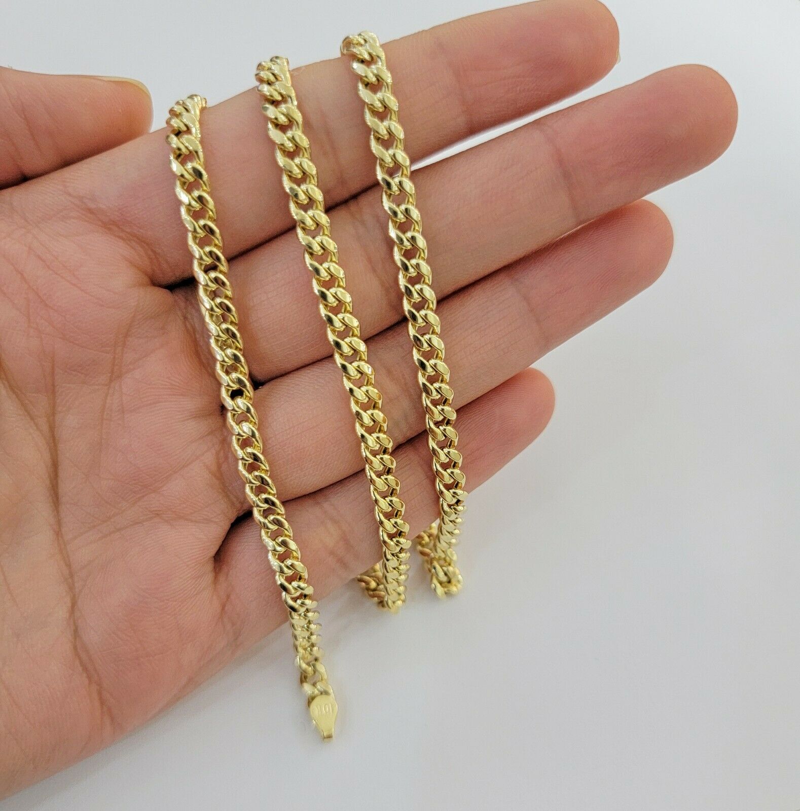Real 10k Gold Chain Miami Cuban Link Necklace 18" 20" 22" 24" 26" 4.5mm 10kt Oro - GoldenlinQ