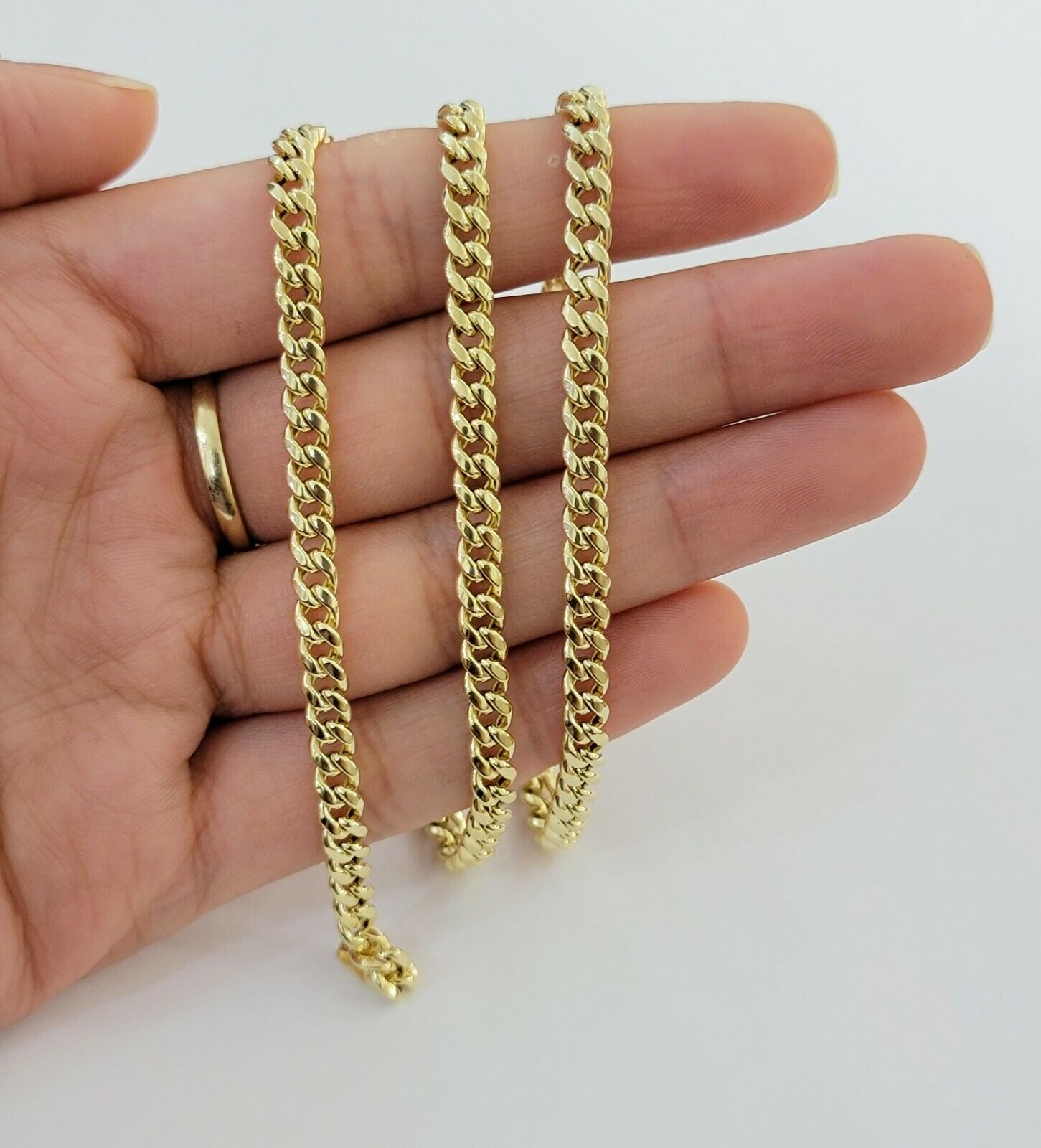 Real 10k Gold Chain Miami Cuban Link Necklace 18" 20" 22" 24" 26" 4.5mm 10kt Oro - GoldenlinQ