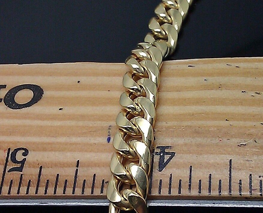 Real 10k Gold Chain Miami Cuban Link Necklace 7mm 18 Inch Box Lock Men Women 10k - GoldenlinQ