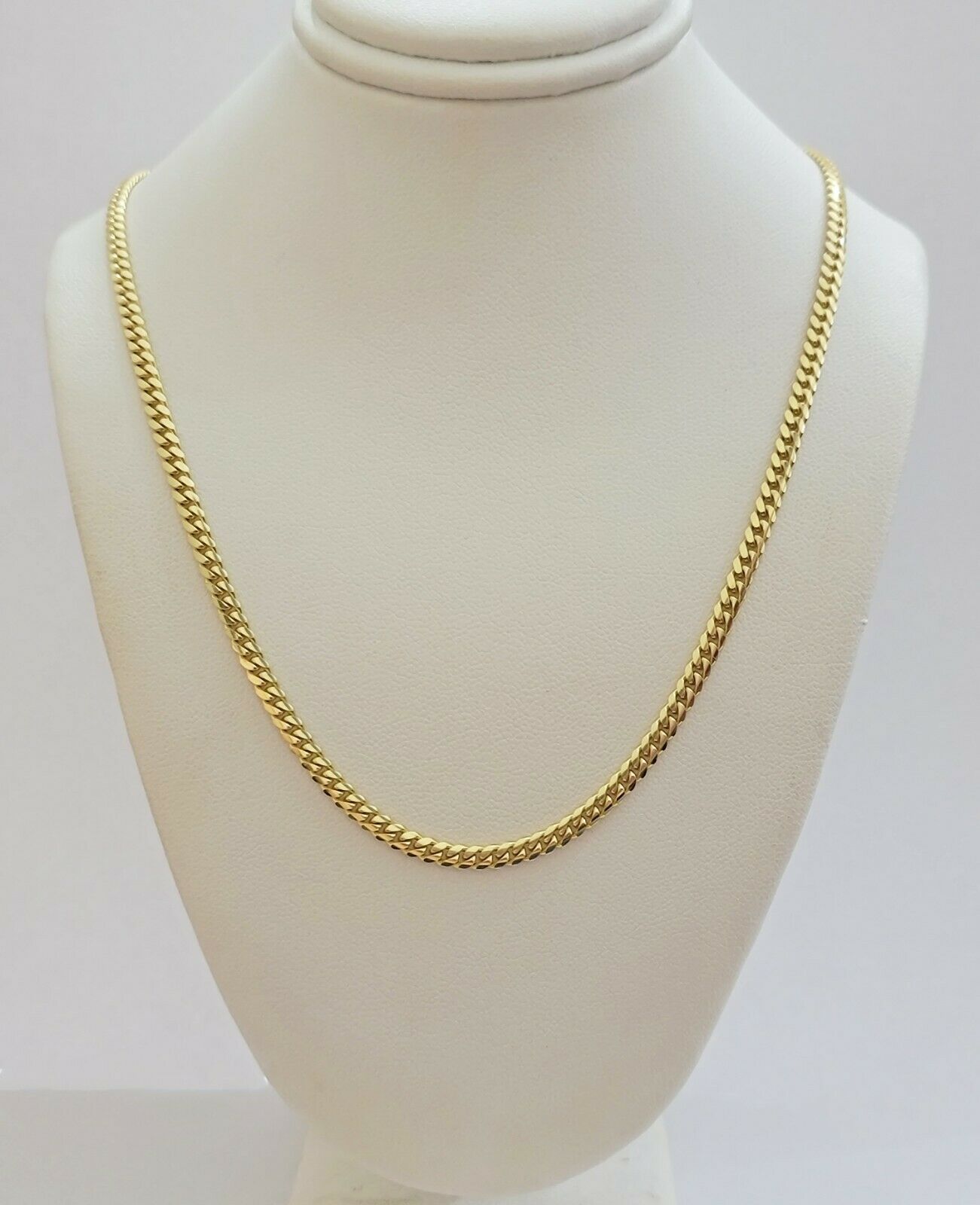 Real 10k Gold Chain Miami Cuban Solid Link Necklace 20" 22" 24" Inch 3mm 10KT - GoldenlinQ
