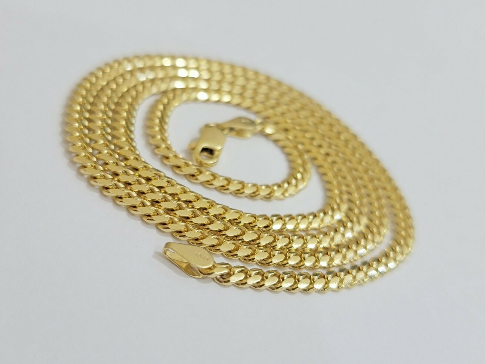 Real 10k Gold Chain Miami Cuban Solid Link Necklace 20" 22" 24" Inch 3mm 10KT - GoldenlinQ