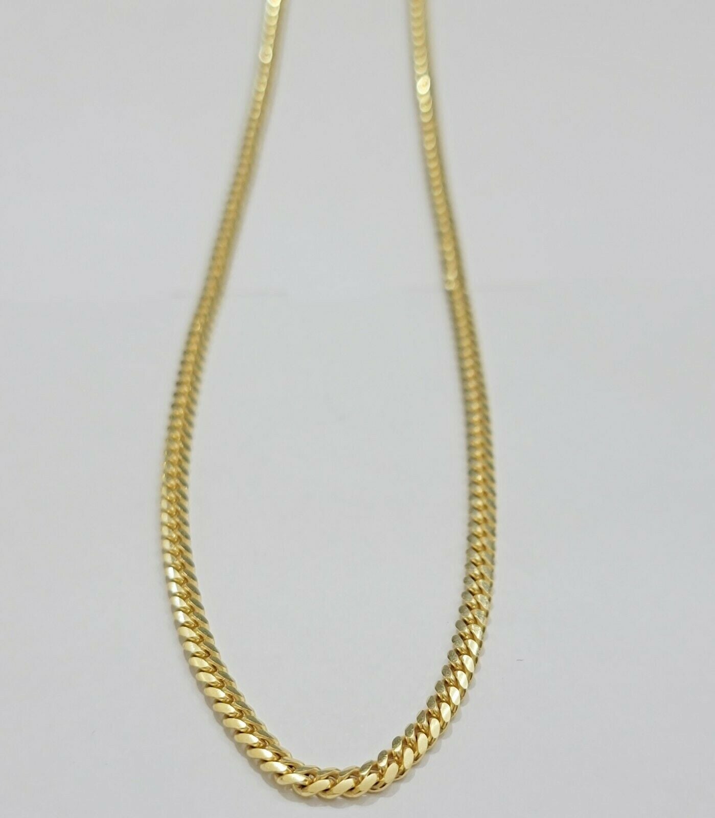 Real 10k Gold Chain Miami Cuban Solid Link Necklace 20" 22" 24" Inch 3mm 10KT - GoldenlinQ