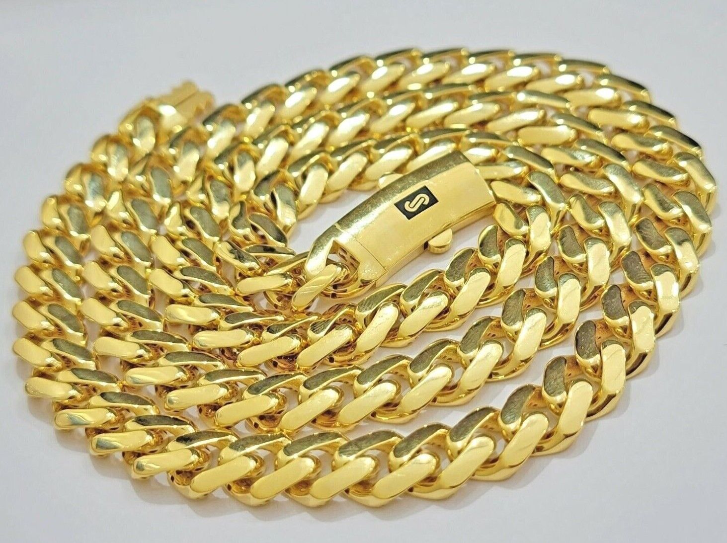Real 10k Gold Chain Monaco Necklace Cuban Royal Link 8.5 mm 22" Inch Plain ,10KT - GoldenlinQ