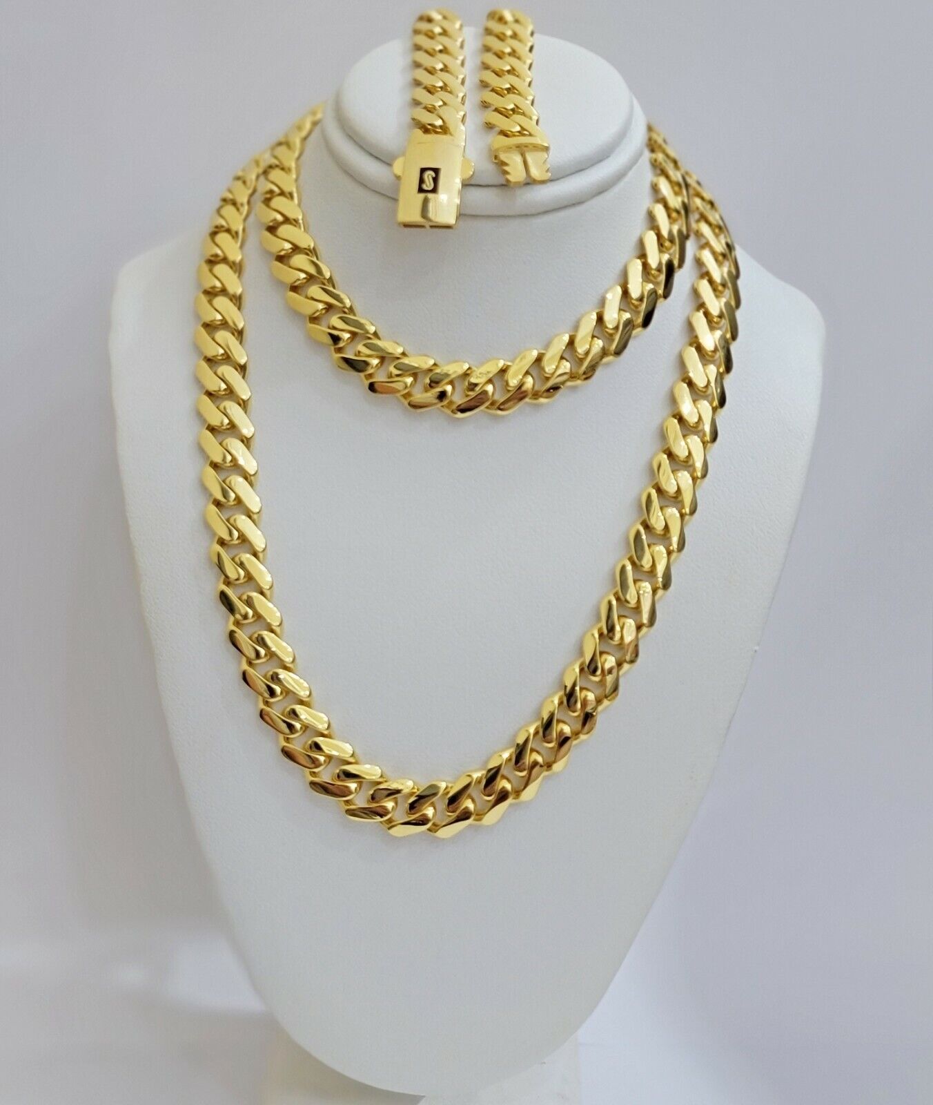 Real 10k Gold Chain Monaco Necklace Cuban Royal Link 8.5 mm 22" Inch Plain ,10KT - GoldenlinQ