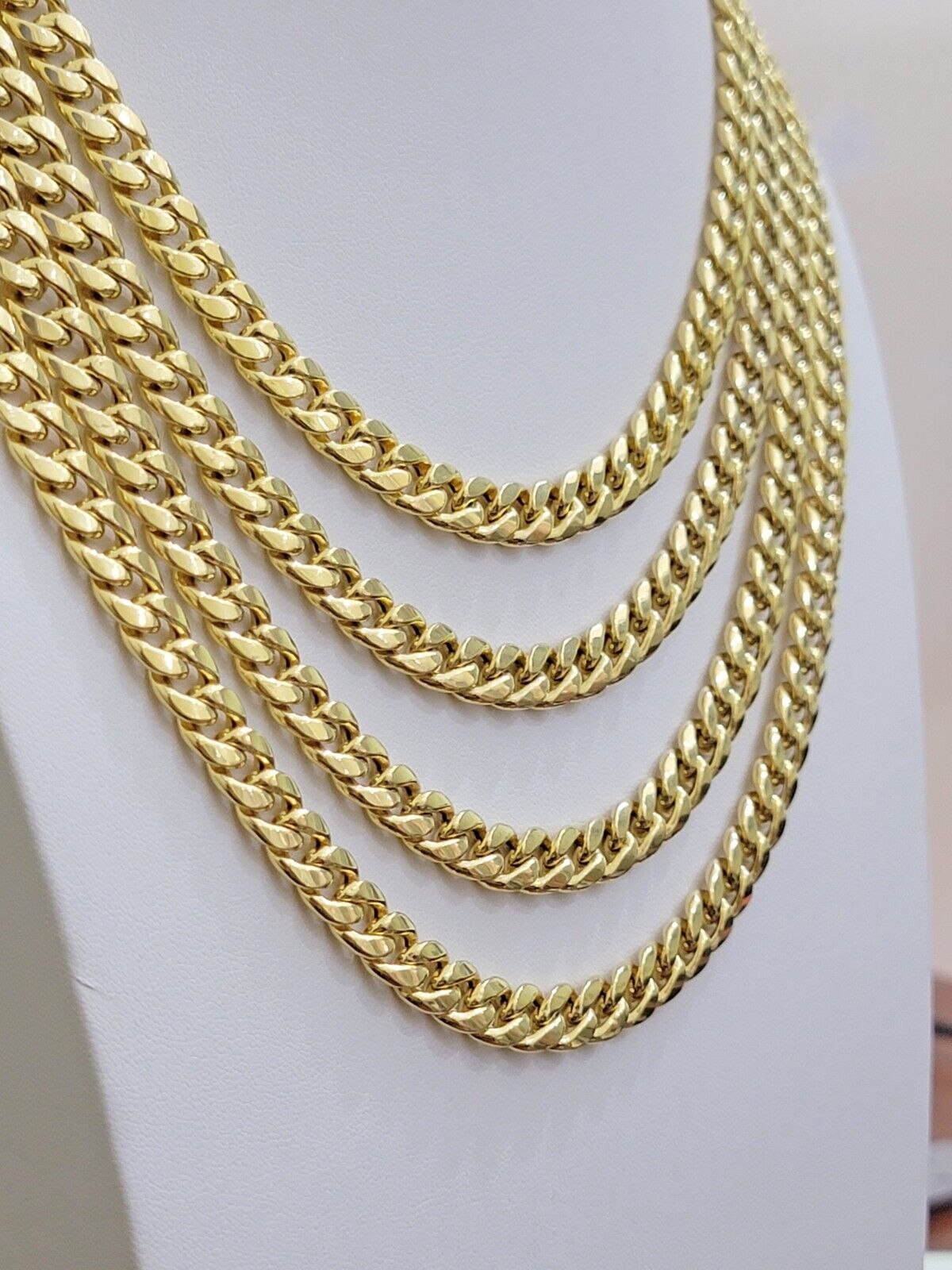 Real 10k Gold Chain Necklace Miami Cuban Link 18" - 28" Inch 8mm Box Lock 10kt Men - GoldenlinQ
