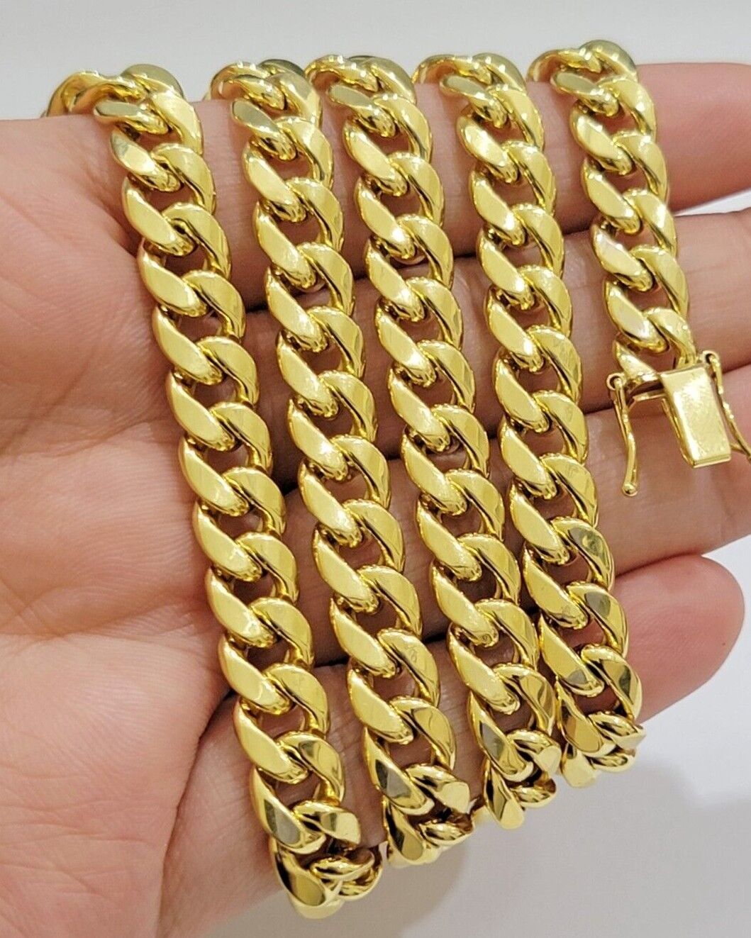 Real 10k Gold Chain Necklace Miami Cuban Link 18" - 28" Inch 8mm Box Lock 10kt Men - GoldenlinQ