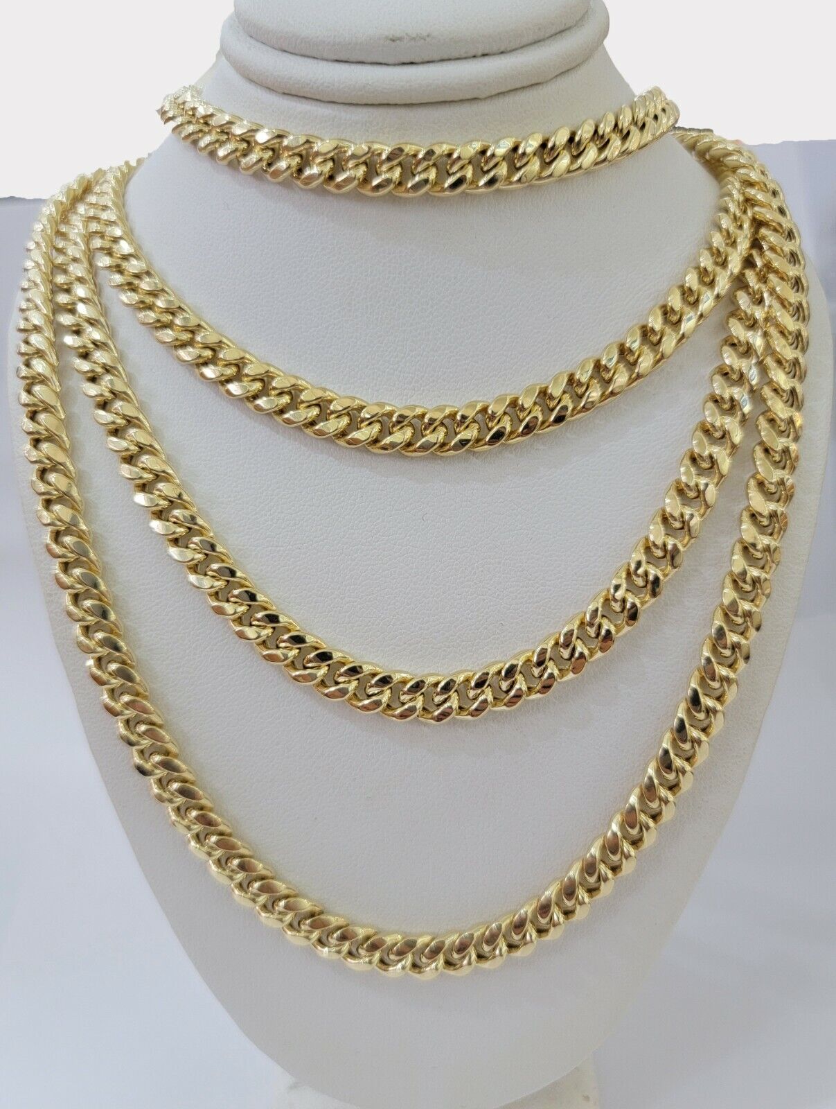 Real 10k Gold Chain Necklace Miami Cuban Link 18" - 30" Inch 6mm 7mm 8mm 9mm 10mm - GoldenlinQ