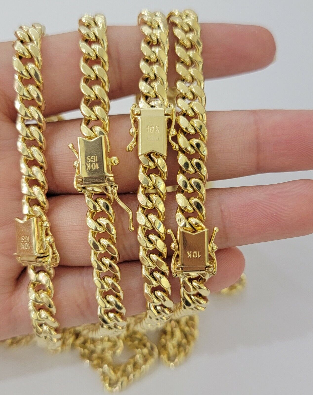 Real 10k Gold Chain Necklace Miami Cuban Link 18" - 30" Inch 6mm 7mm 8mm 9mm 10mm - GoldenlinQ