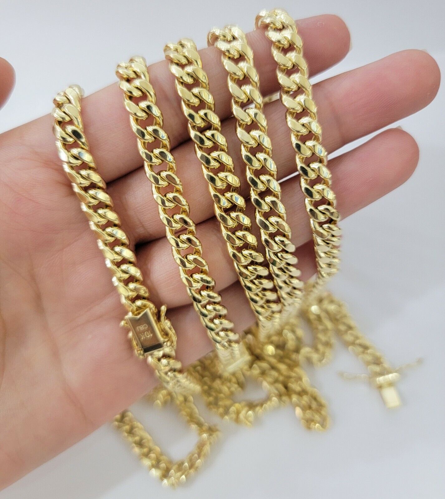 Real 10k Gold Chain Necklace Miami Cuban Link 18" - 30" Inch 6mm 7mm 8mm 9mm 10mm - GoldenlinQ