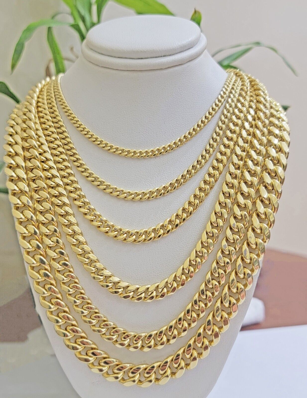 Real 10k Gold Chain Necklace Miami Cuban Link 18" - 30" Inch 6mm 7mm 8mm 9mm 10mm - GoldenlinQ