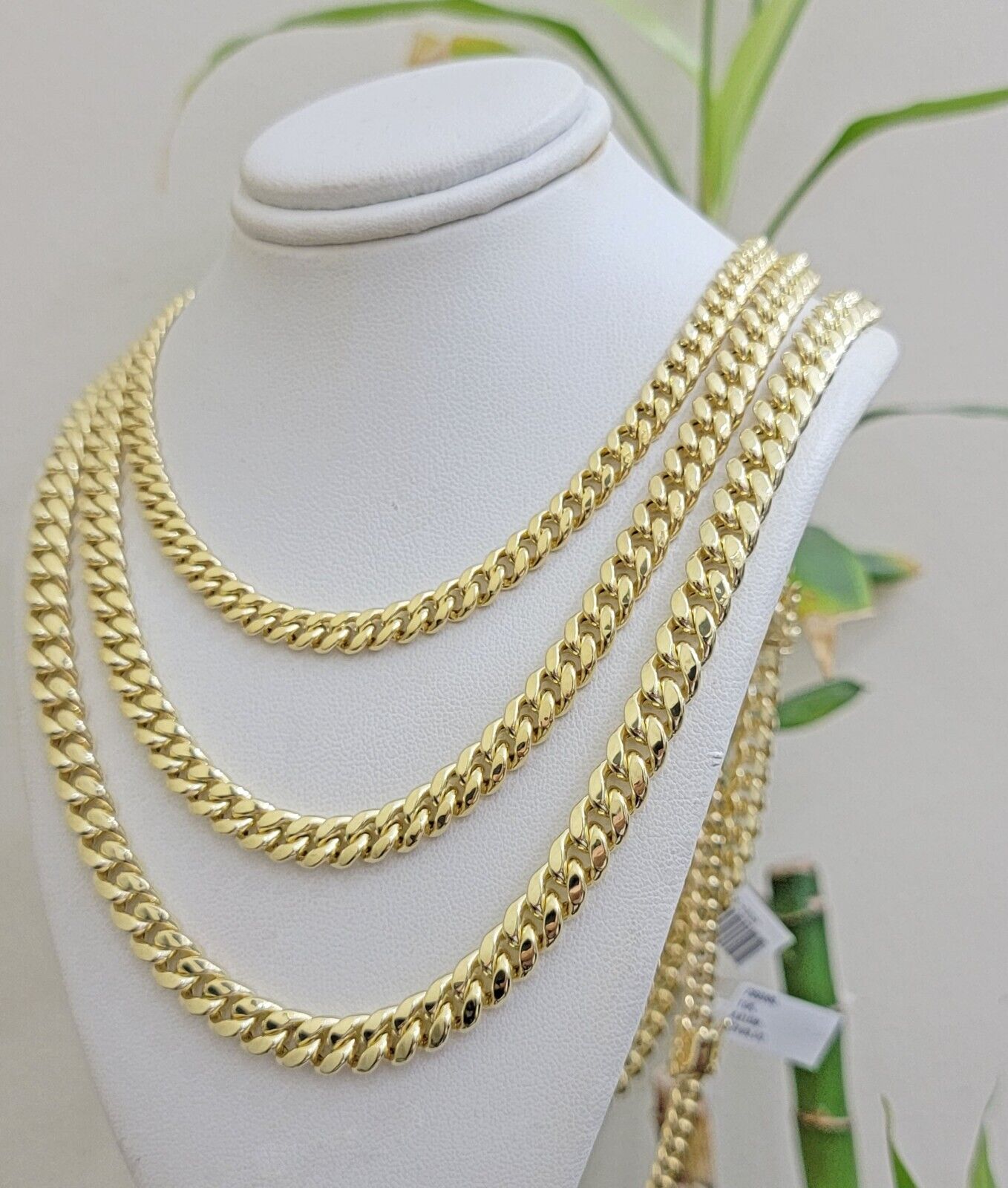 Real 10k Gold Chain Necklace Miami Cuban Link 20 - 30 Inch Mens 10KT 6mm 7mm 8mm - GoldenlinQ