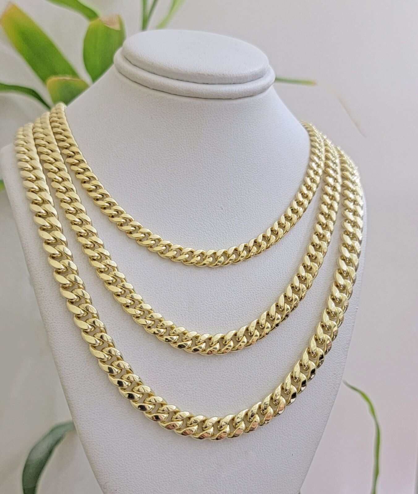 Real 10k Gold Chain Necklace Miami Cuban Link 20 - 30 Inch Mens 10KT 6mm 7mm 8mm - GoldenlinQ
