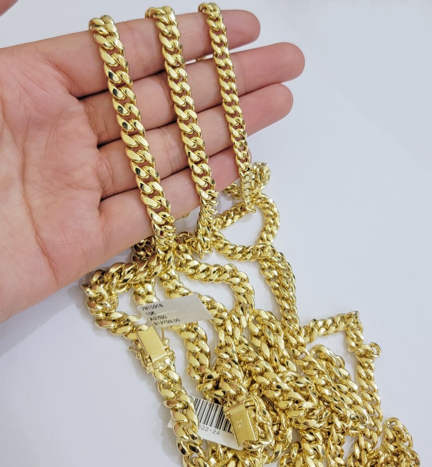 Real 10k Gold Chain Necklace Miami Cuban Link 20 - 30 Inch Mens 10KT 6mm 7mm 8mm - GoldenlinQ