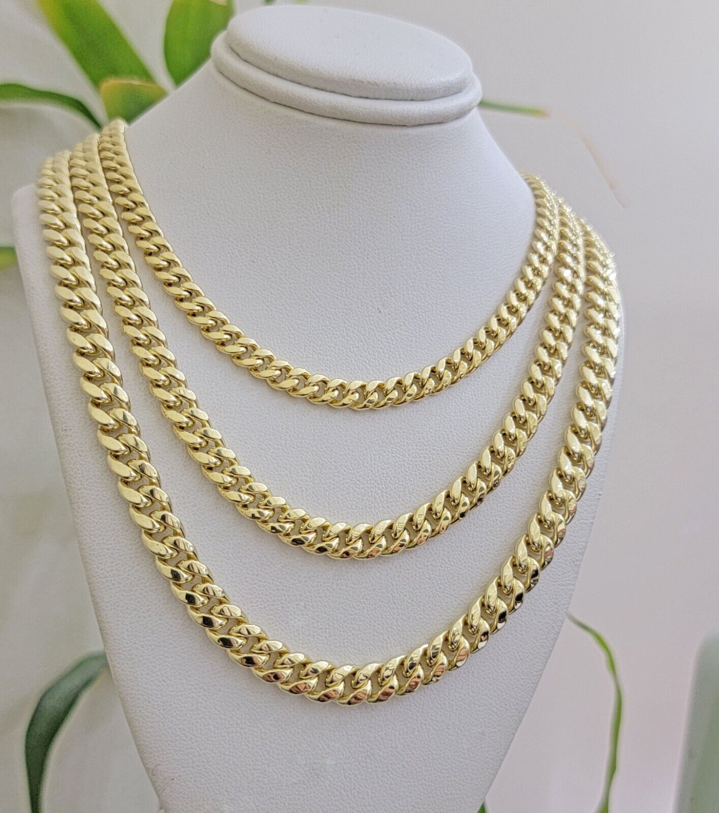 Real 10k Gold Chain Necklace Miami Cuban Link 20 - 30 Inch Mens 10KT 6mm 7mm 8mm - GoldenlinQ