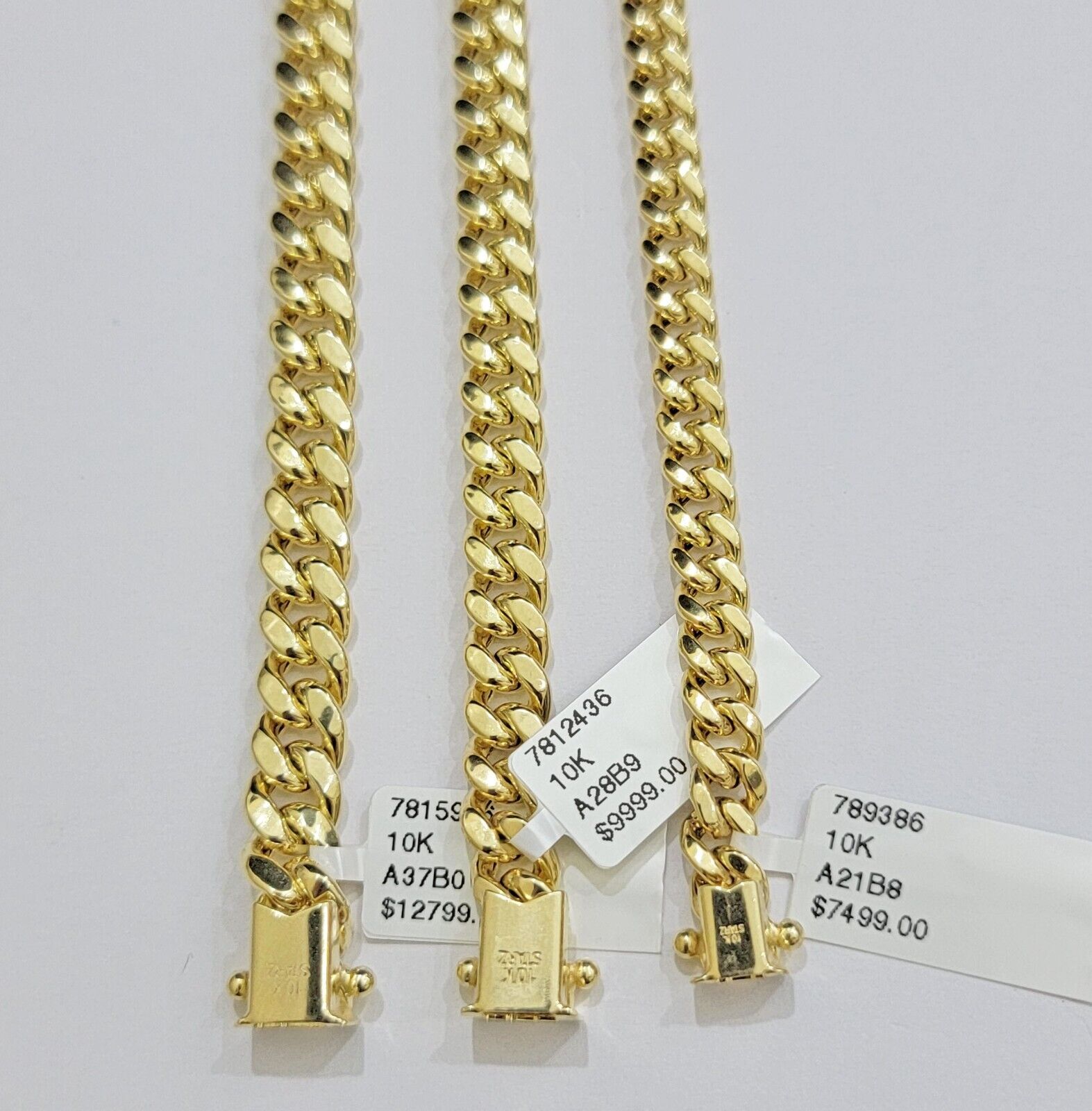 Real 10k Gold Chain Necklace Miami Cuban Link 20 - 30 Inch Mens 10KT 6mm 7mm 8mm - GoldenlinQ
