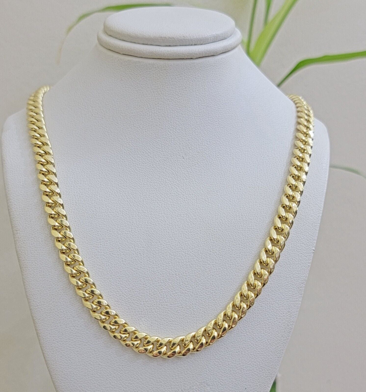 Real 10k Gold Chain Necklace Miami Cuban Link 20 - 30 Inch Men's 10KT 7mm - GoldenlinQ