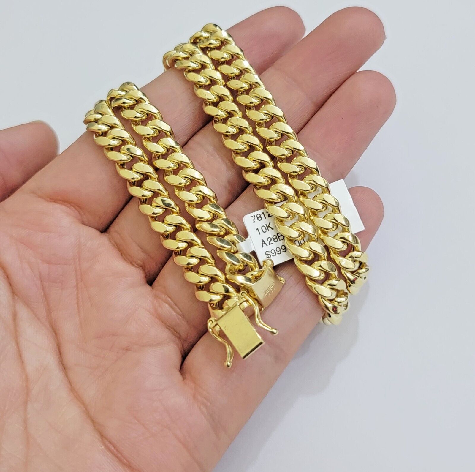 Real 10k Gold Chain Necklace Miami Cuban Link 20 - 30 Inch Men's 10KT 7mm - GoldenlinQ