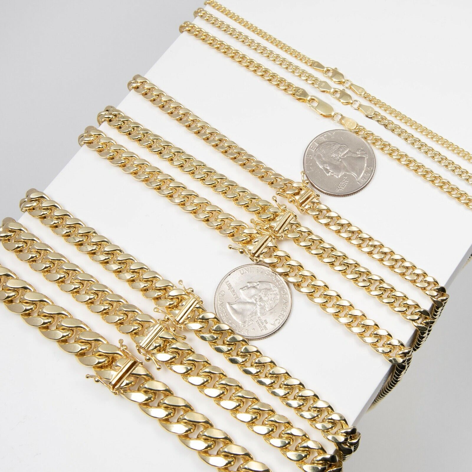 Real 10k Gold Chain Necklace Miami Cuban Link 5MM - 9MM link 18 - 30 Inch 10kt Gold - GoldenlinQ