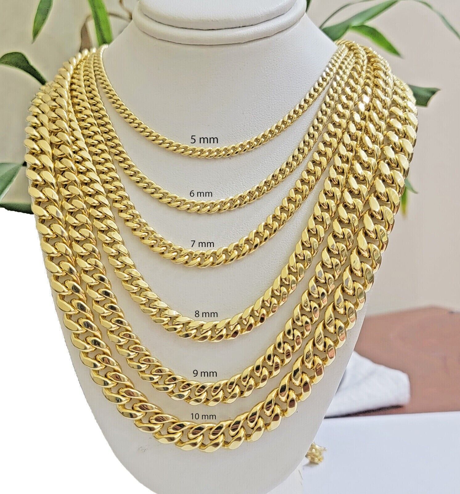Real 10k Gold Chain Necklace Miami Cuban Link 5MM - 9MM link 18 - 30 Inch 10kt Gold - GoldenlinQ