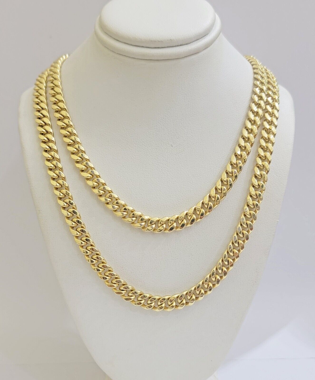 Real 10k Gold Chain Necklace Miami Cuban Link 7mm 18" - 30 Inch Mens 10kt Yellow - GoldenlinQ
