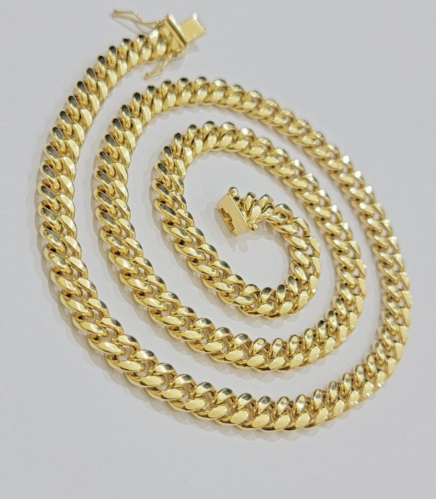 Real 10k Gold Chain Necklace Miami Cuban Link 7mm 18" - 30 Inch Mens 10kt Yellow - GoldenlinQ