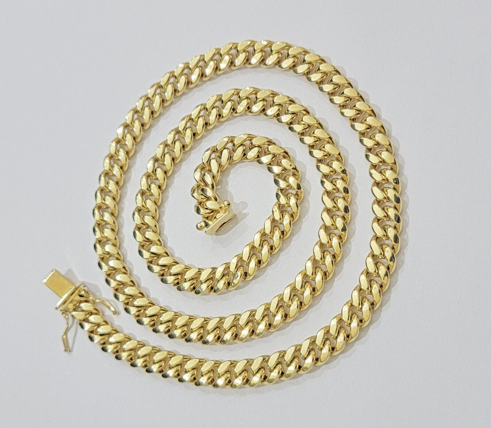 Real 10k Gold Chain Necklace Miami Cuban Link 7mm 18" - 30 Inch Mens 10kt Yellow - GoldenlinQ