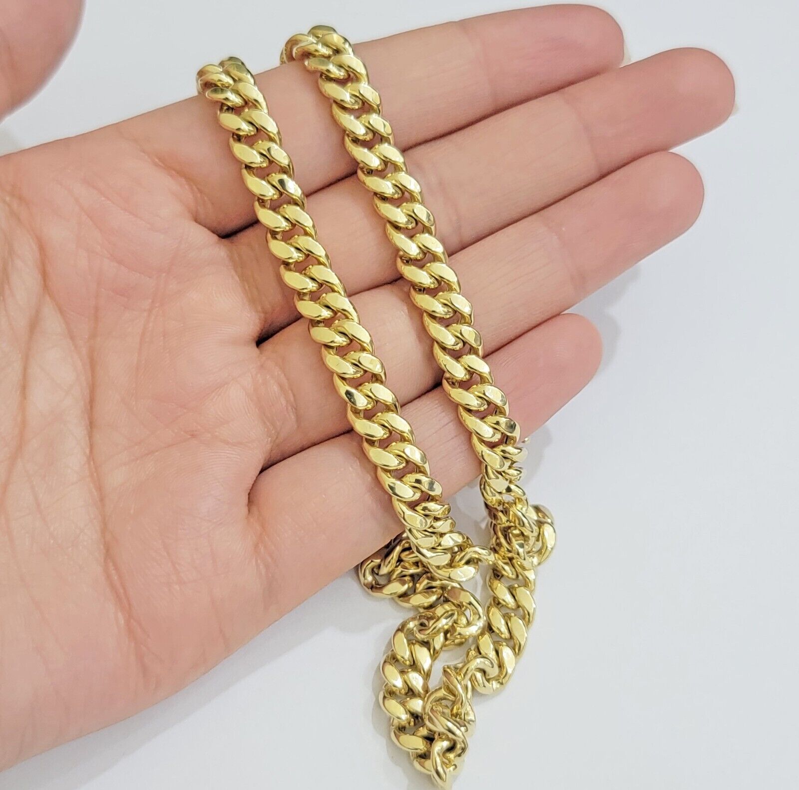 Real 10k Gold Chain Necklace Miami Cuban Link 7mm 18" - 30 Inch Mens 10kt Yellow - GoldenlinQ