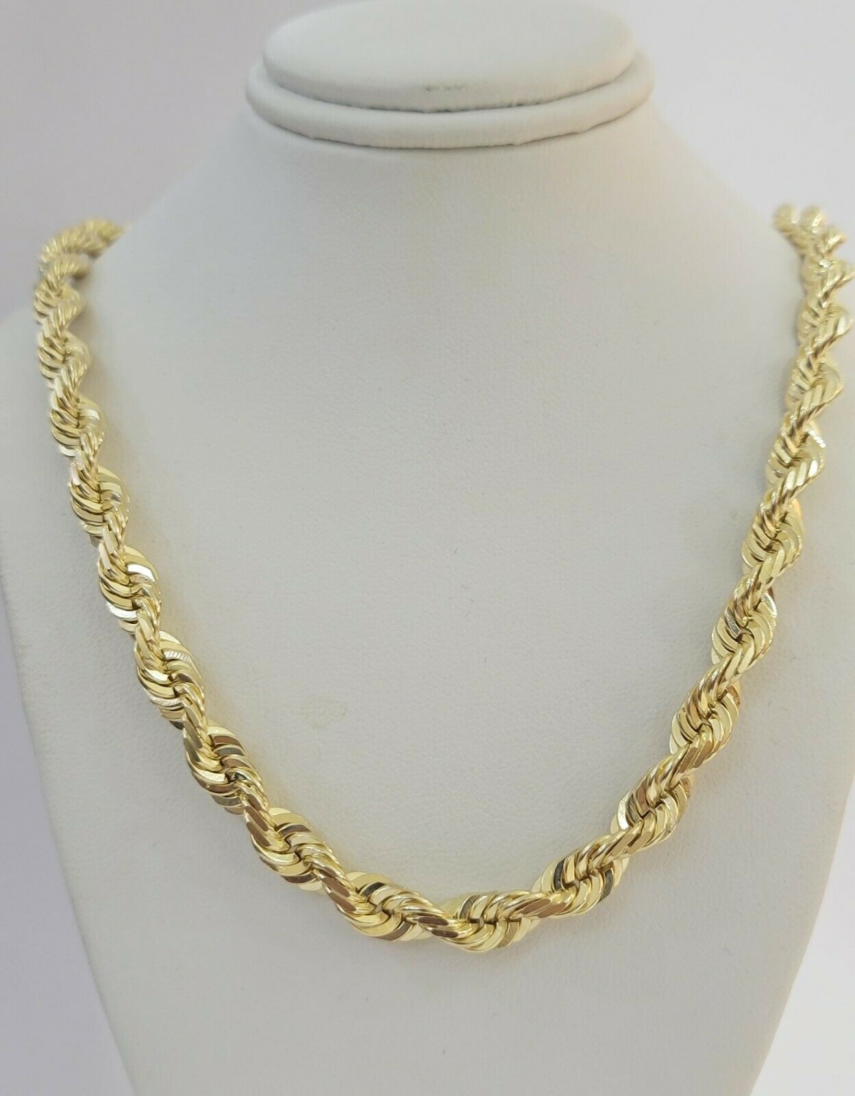 REAL 10k Gold Chain Rope Necklace SOLID 7mm Mens 10kt Yellow 22 - 30" Inch STRONG - GoldenlinQ
