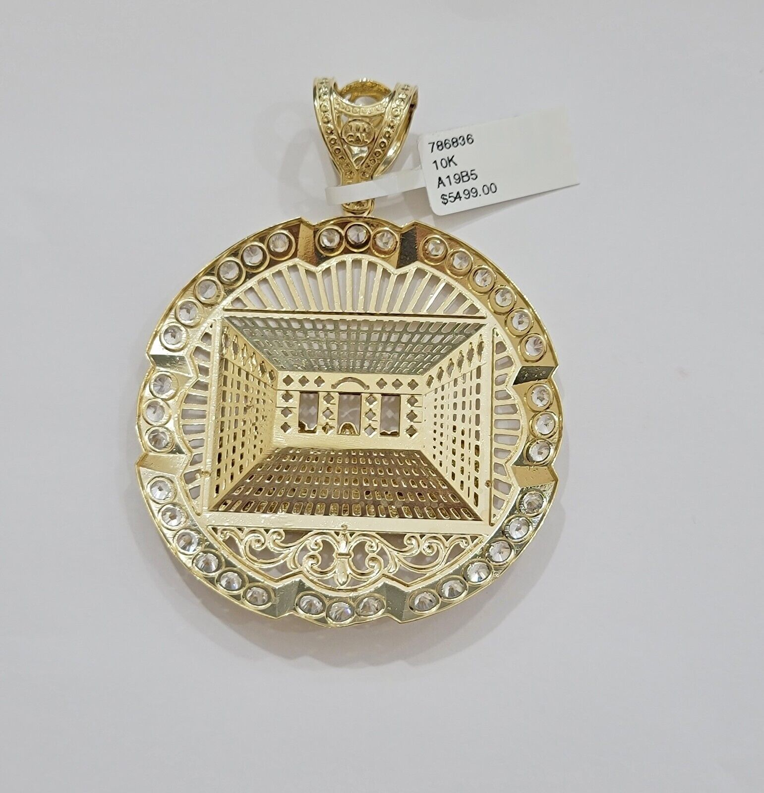 Real 10k Gold Charm Last Supper Pendant 10kt Yellow Gold With Stones Mens, Jesus - GoldenlinQ