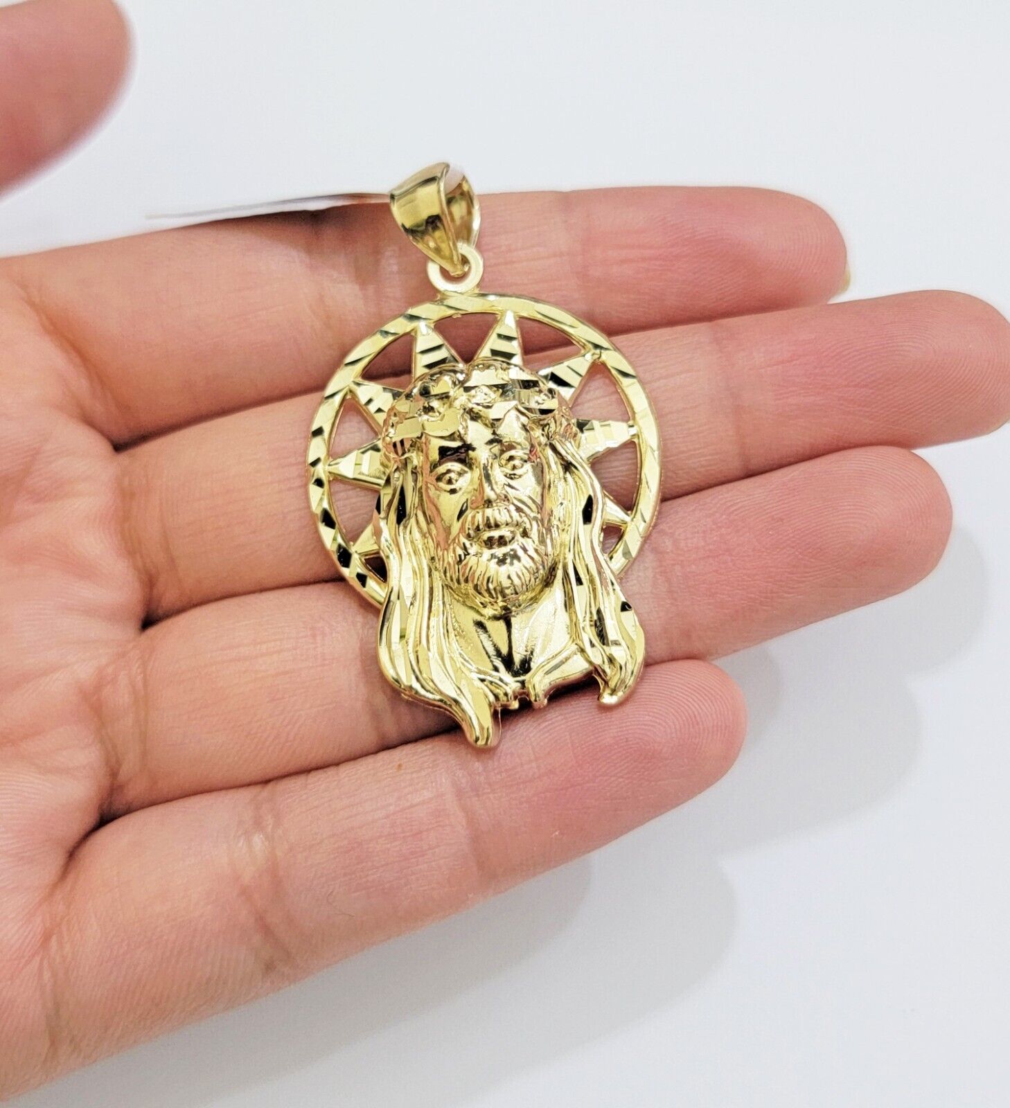 Real 10k Gold Charm Pendant Jesus Head 10kt Yellow Gold Genuine for Men's - GoldenlinQ