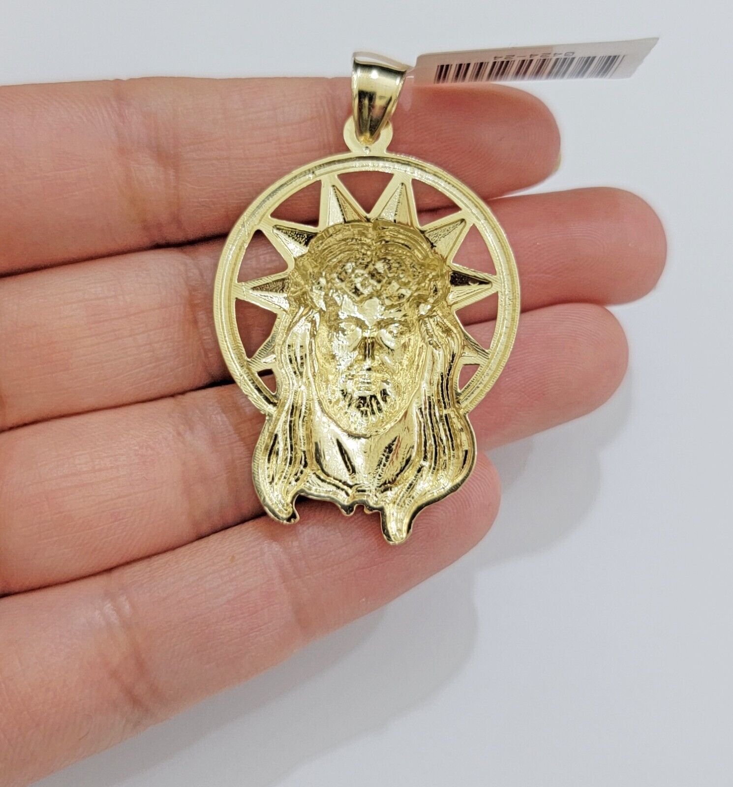 Real 10k Gold Charm Pendant Jesus Head 10kt Yellow Gold Genuine for Men's - GoldenlinQ