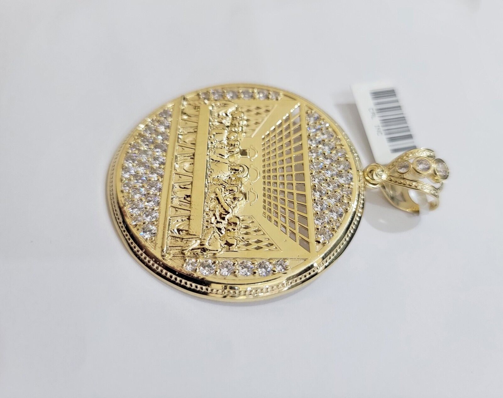 Real 10k Gold Charm Pendant Last Supper Circle Charm 10kt Yellow Gold - GoldenlinQ