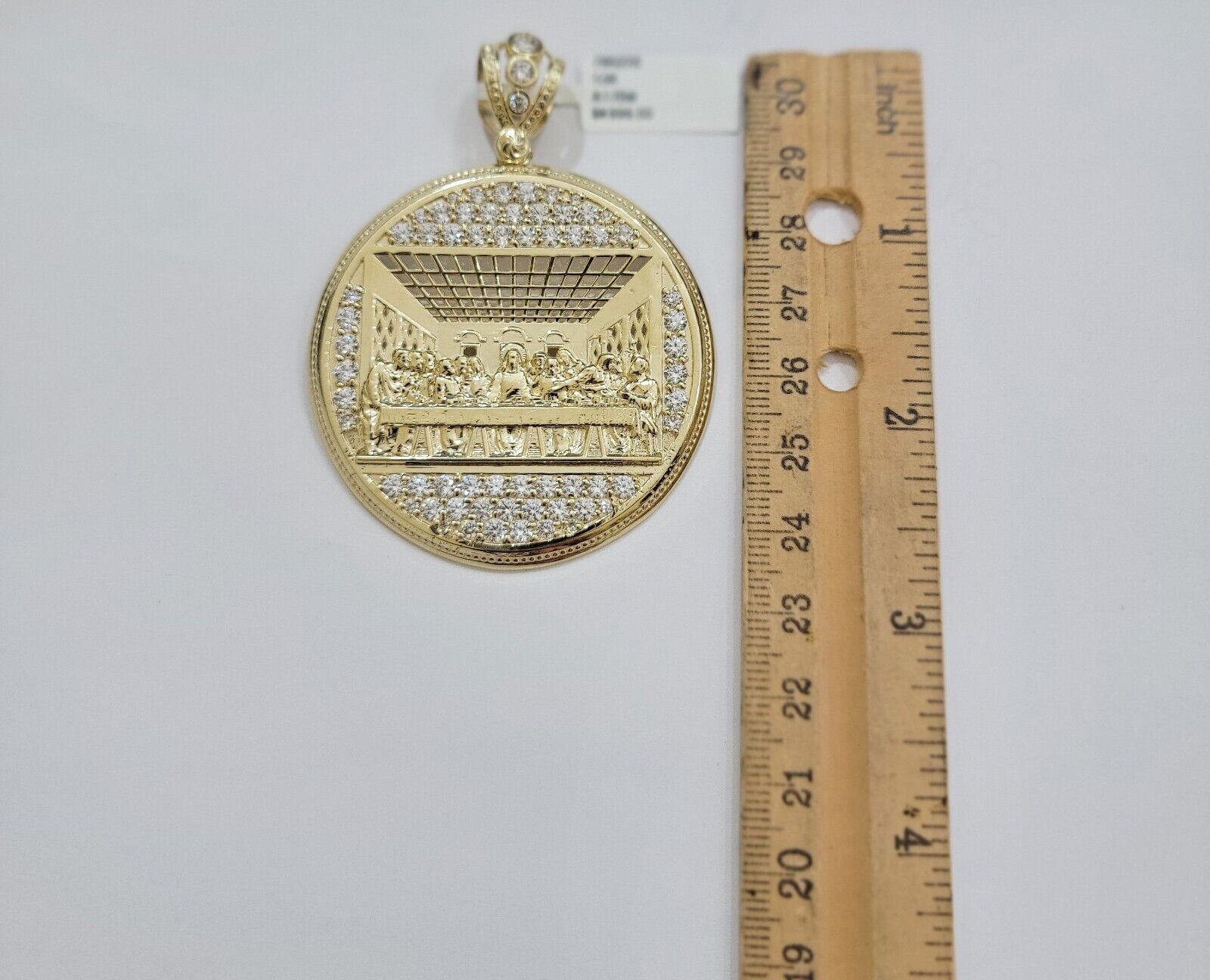 Real 10k Gold Charm Pendant Last Supper Circle Charm 10kt Yellow Gold - GoldenlinQ