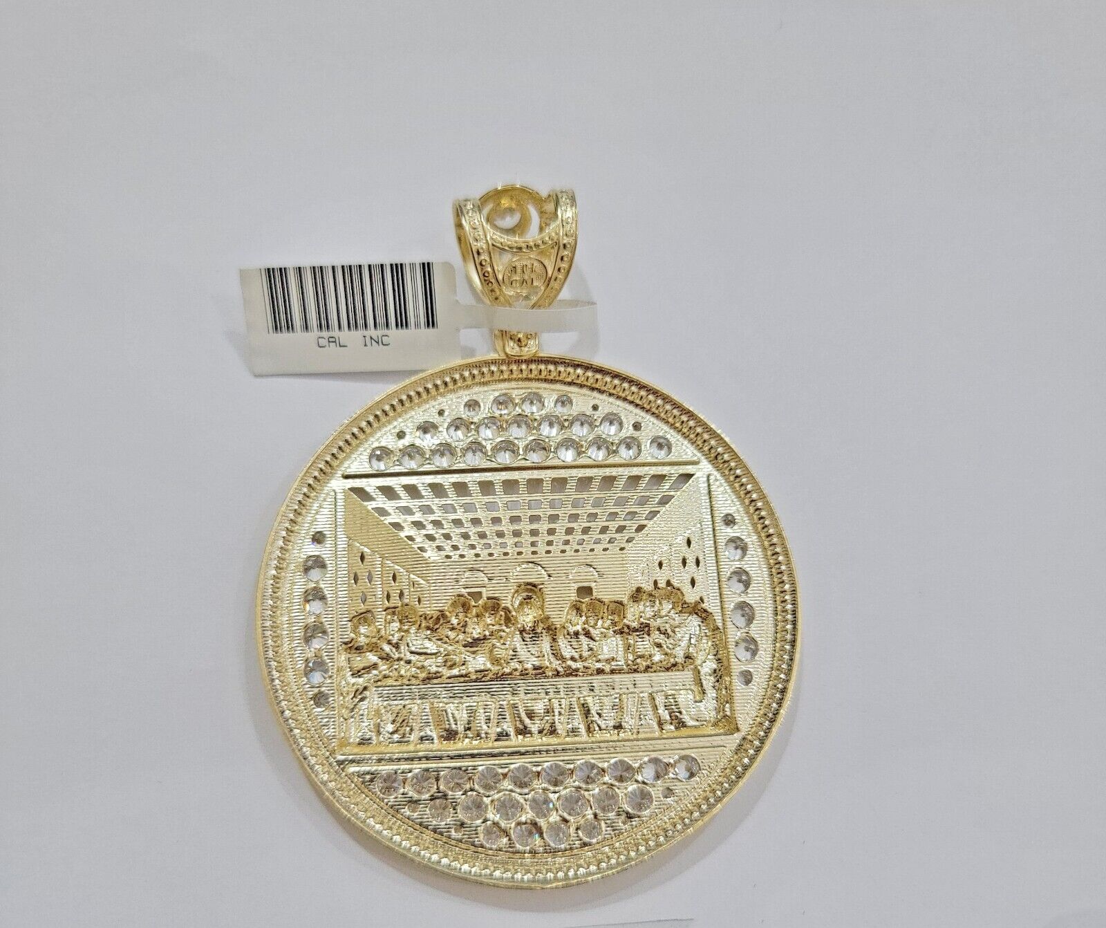 Real 10k Gold Charm Pendant Last Supper Circle Charm 10kt Yellow Gold - GoldenlinQ