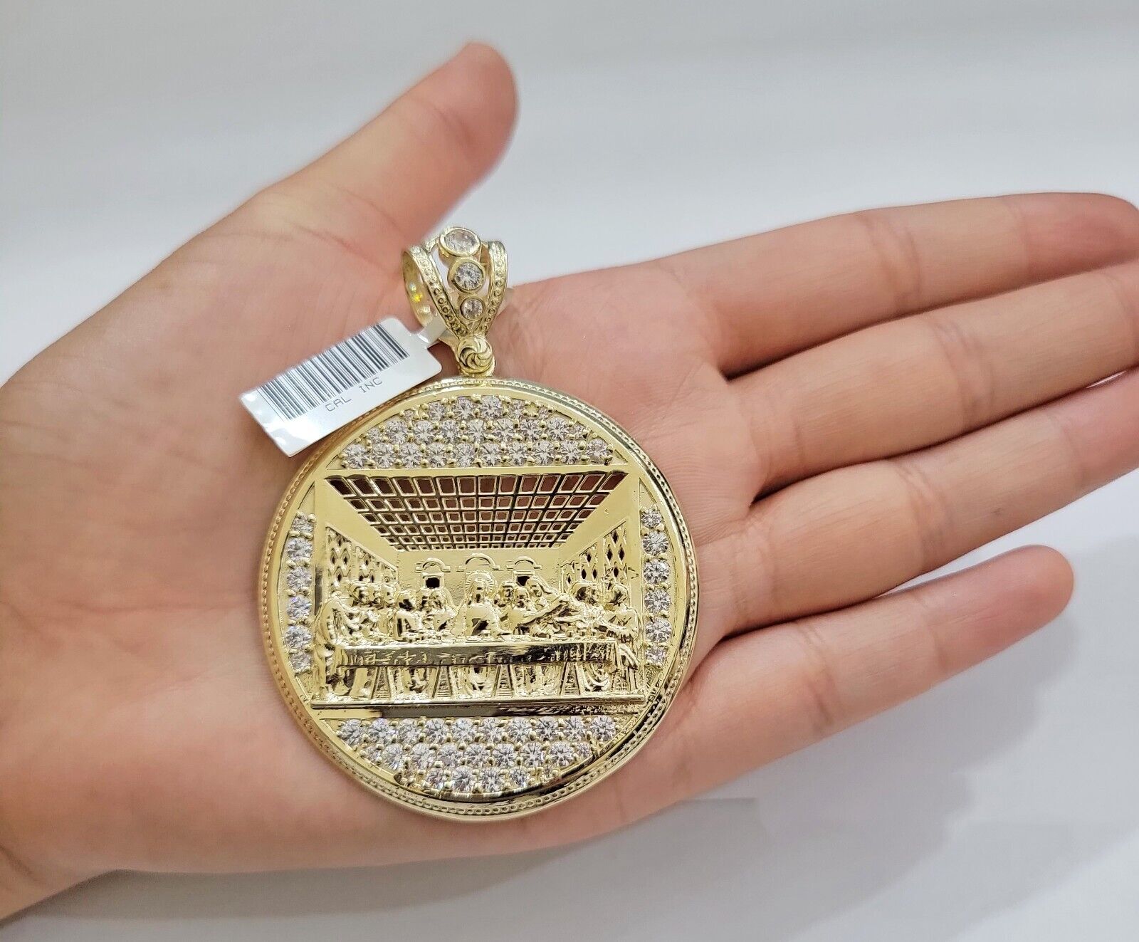 Real 10k Gold Charm Pendant Last Supper Circle Charm 10kt Yellow Gold - GoldenlinQ