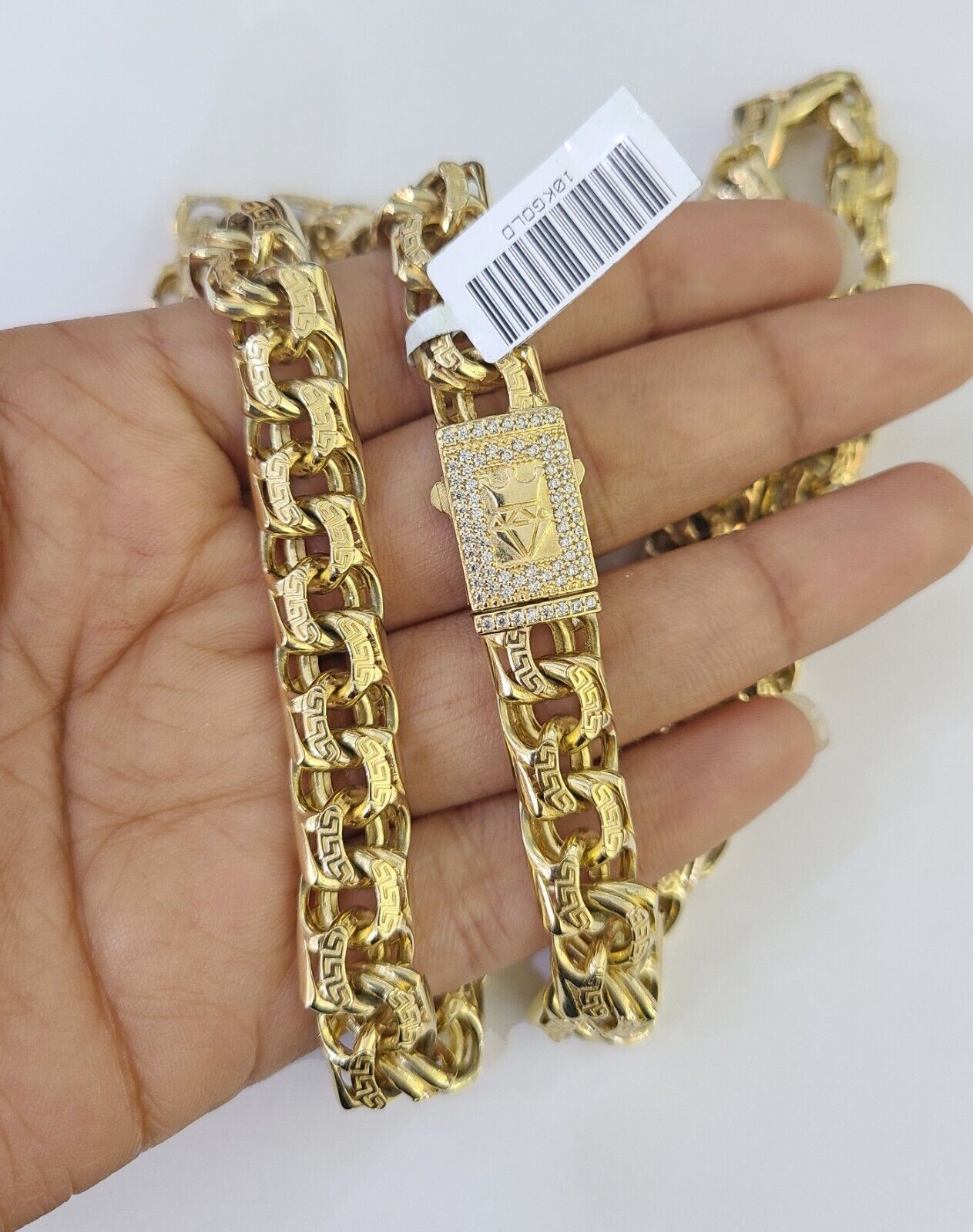 Real 10k Gold Chino ID Chain 9mm 24Inch Yellow Necklace Real gold - GoldenlinQ