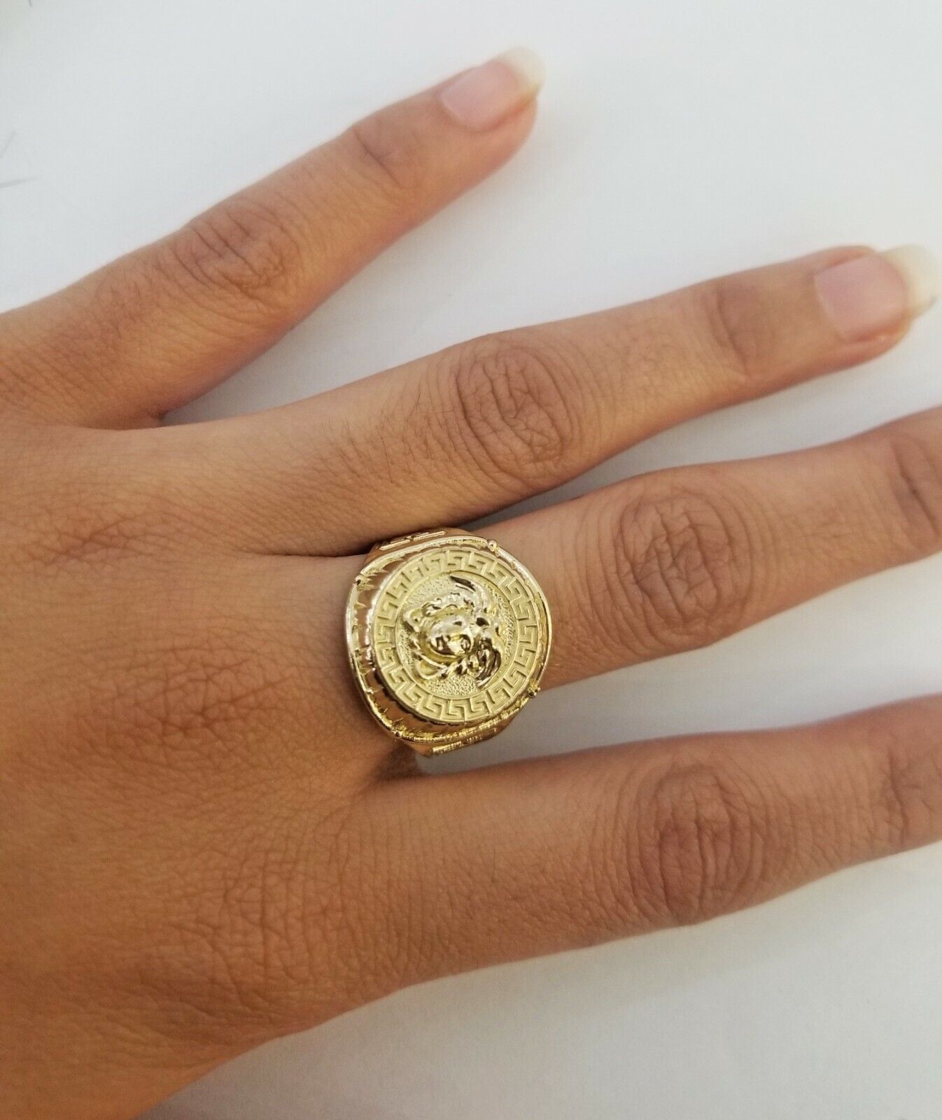 Real 10k gold circular sizable ring ,10kt yellow size 11 Casual Circle Band Men - GoldenlinQ