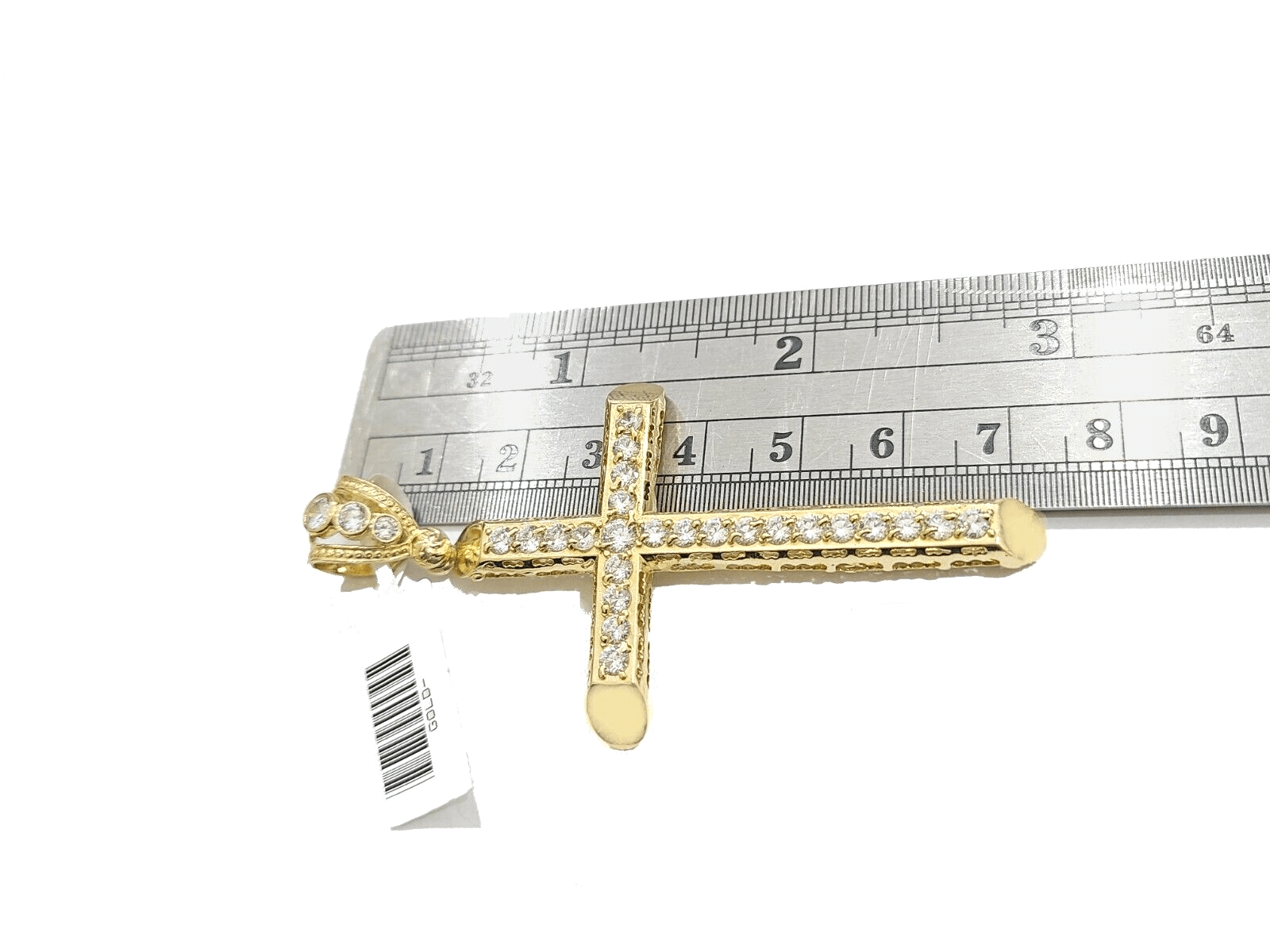 Real 10k Gold Cross Charm Pendant 2.8'' Inch 10KT Yellow Gold Cubic Zirconia - GoldenlinQ