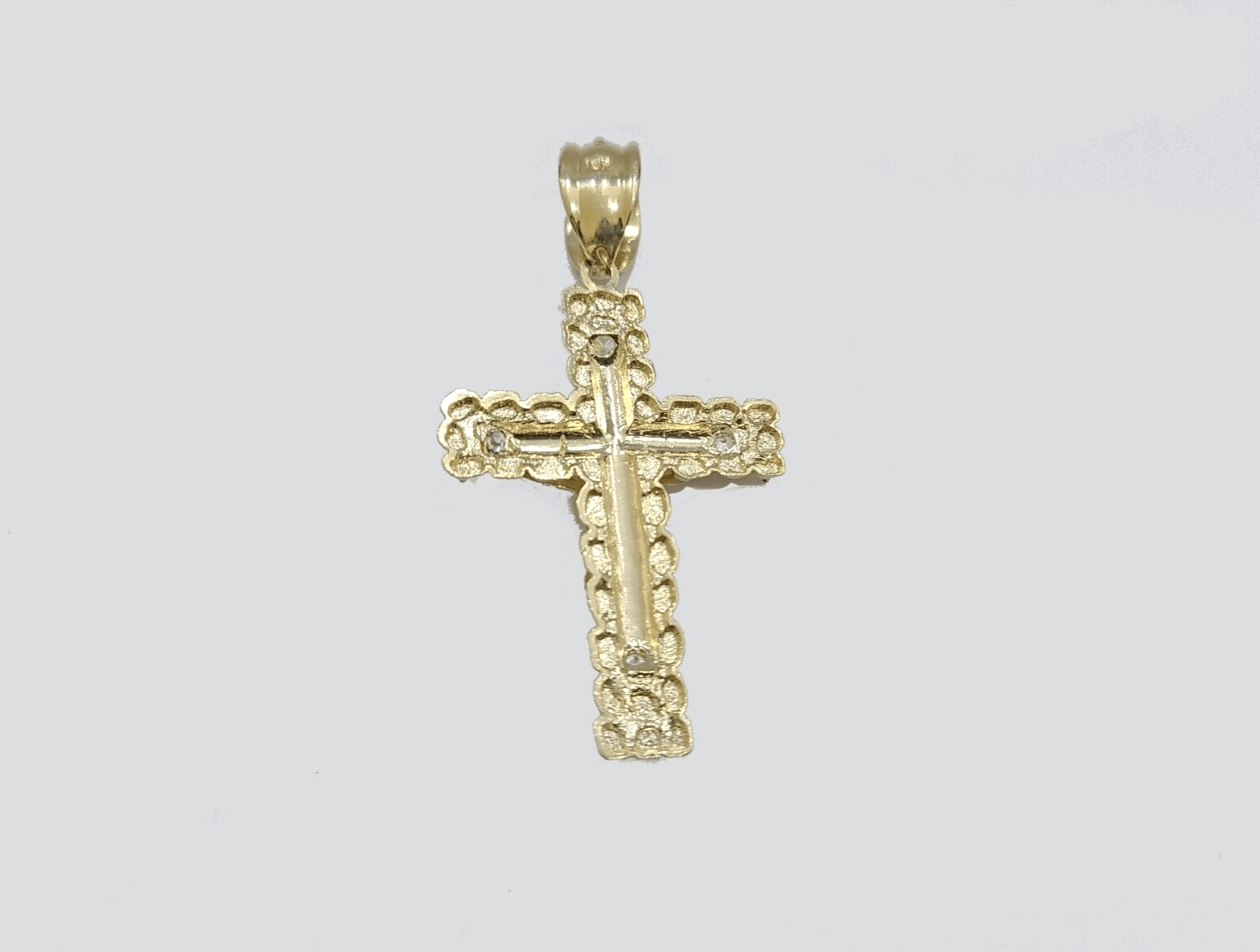 Real 10k Gold Cross Pendant Necklace 26 Inch SET Chain 5mm Miami Cuban Link 10KT - GoldenlinQ