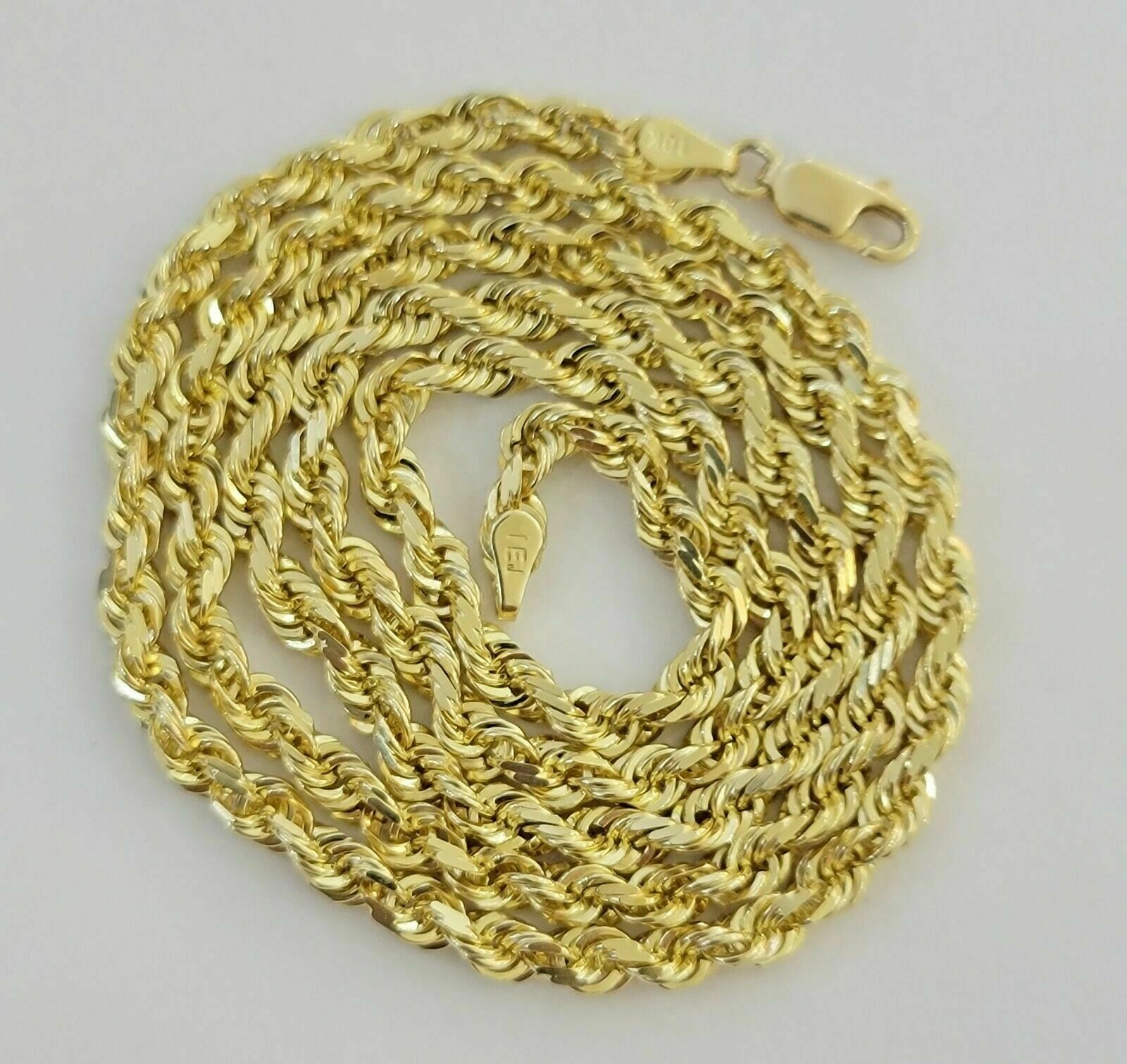Real 10k Gold Cross & Solid Rope Chain 4mm Necklace Charm & Pendant Set 16" - 28" - GoldenlinQ