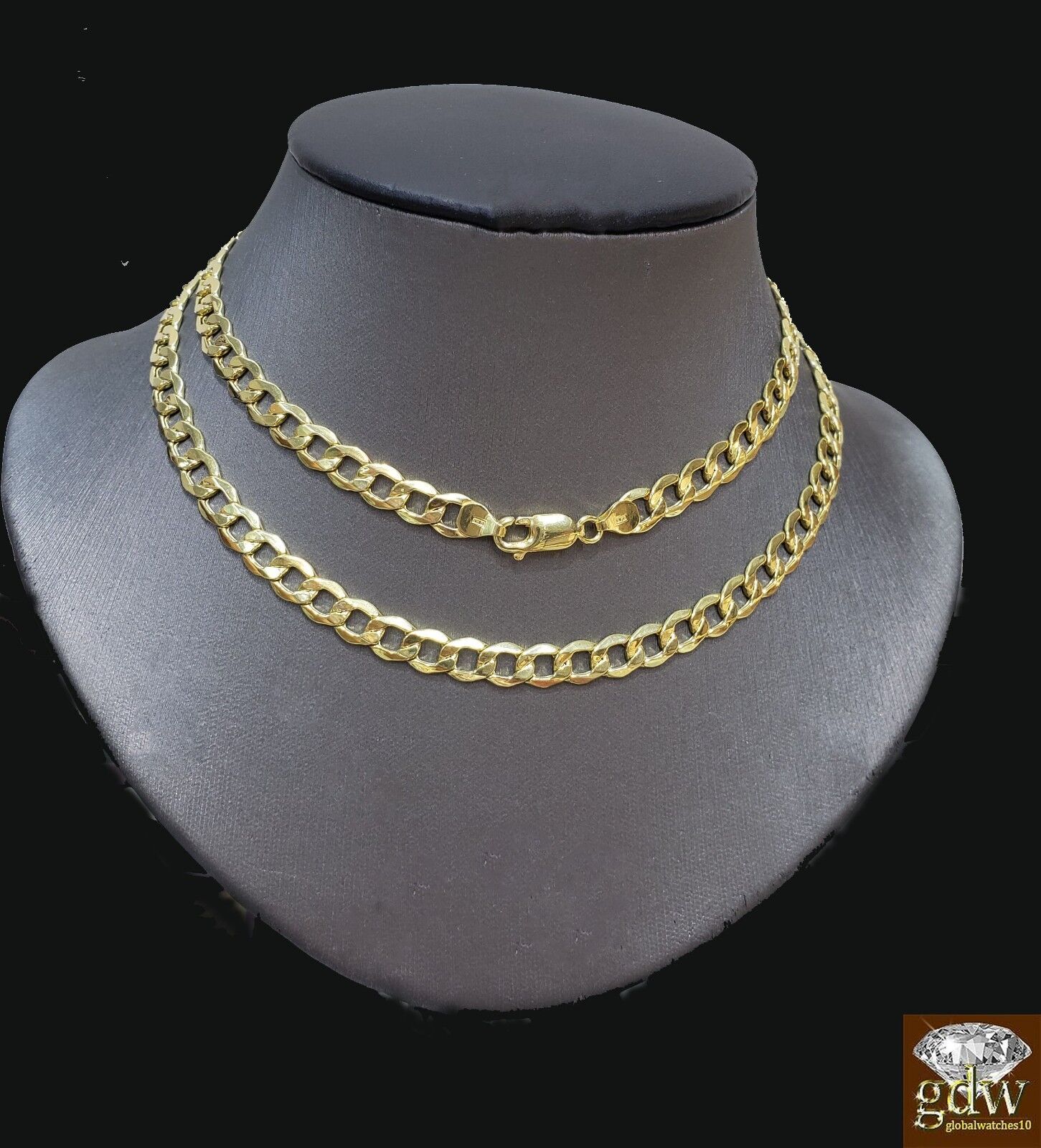 Real 10k Gold Cuban curb link chain Necklace 6.5mm 20" Authentic 10k Yellow Gold - GoldenlinQ