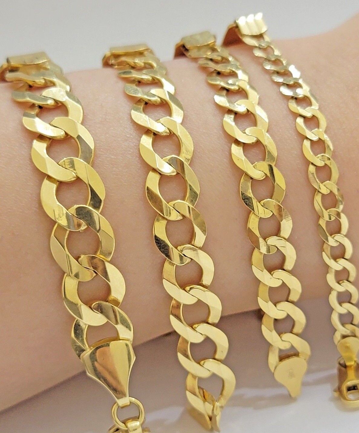 Real 10k Gold Cuban Curb Link ID Bracelet 5mm - 10mm 8 - 8.5" Inches 10kt Name Plate - GoldenlinQ