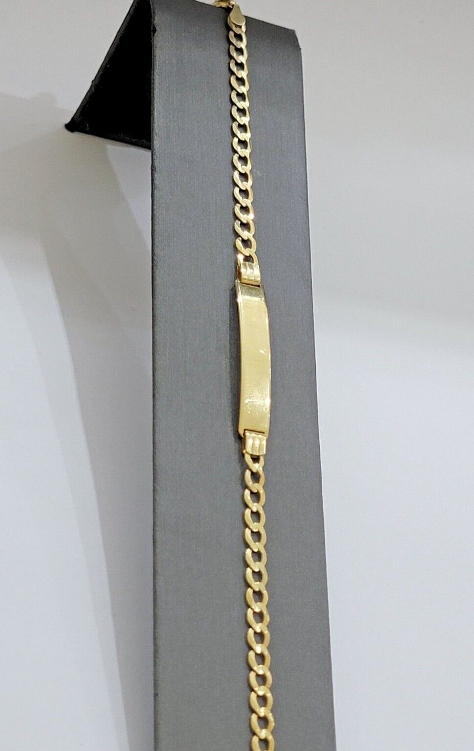 Real 10k Gold Cuban Curb Link ID Bracelet 5mm - 10mm 8 - 8.5" Inches 10kt Name Plate - GoldenlinQ